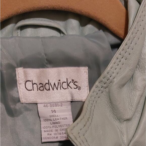 Chadwicks Mint Green Green Leather Jacket Size 14 - Picture 4 of 16